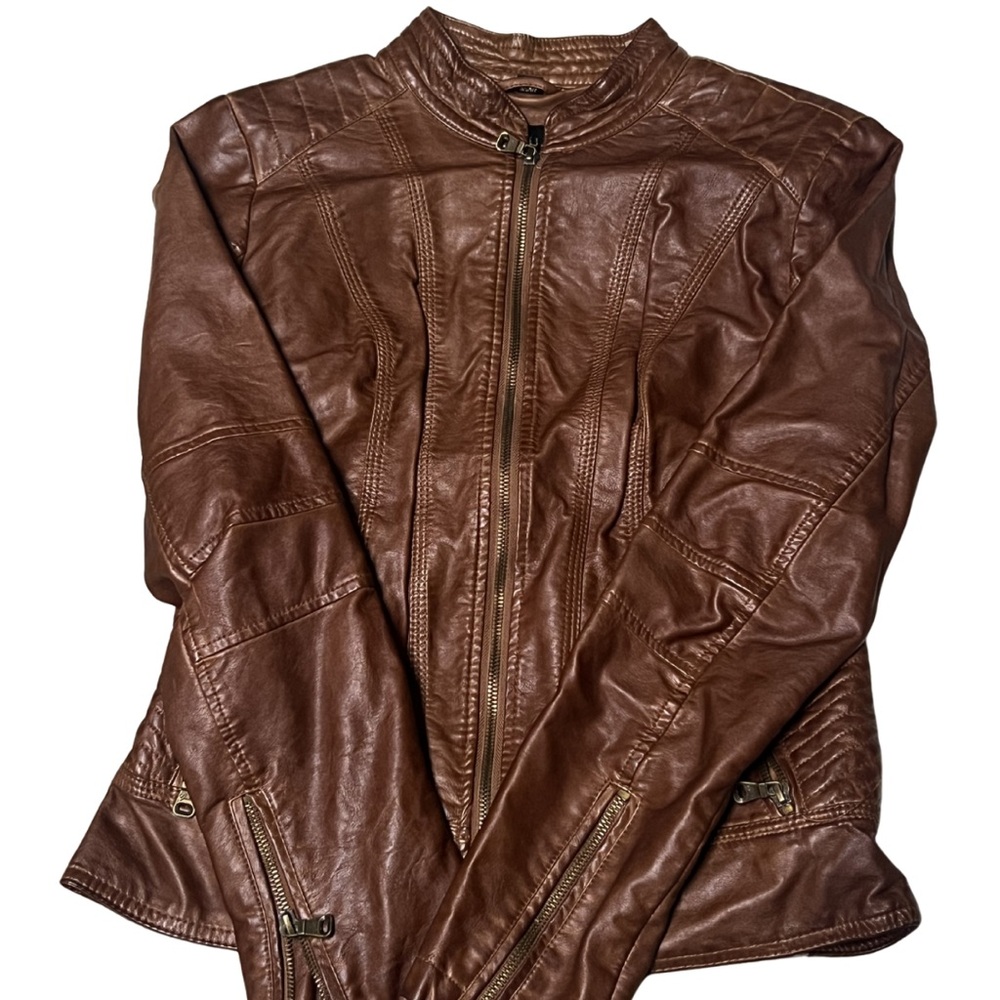 Guess Women's Rich Brown Leather Jacket